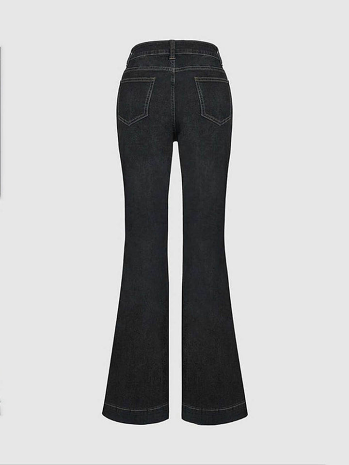 Stylesch High-Waist Patchwork Flared Jeans