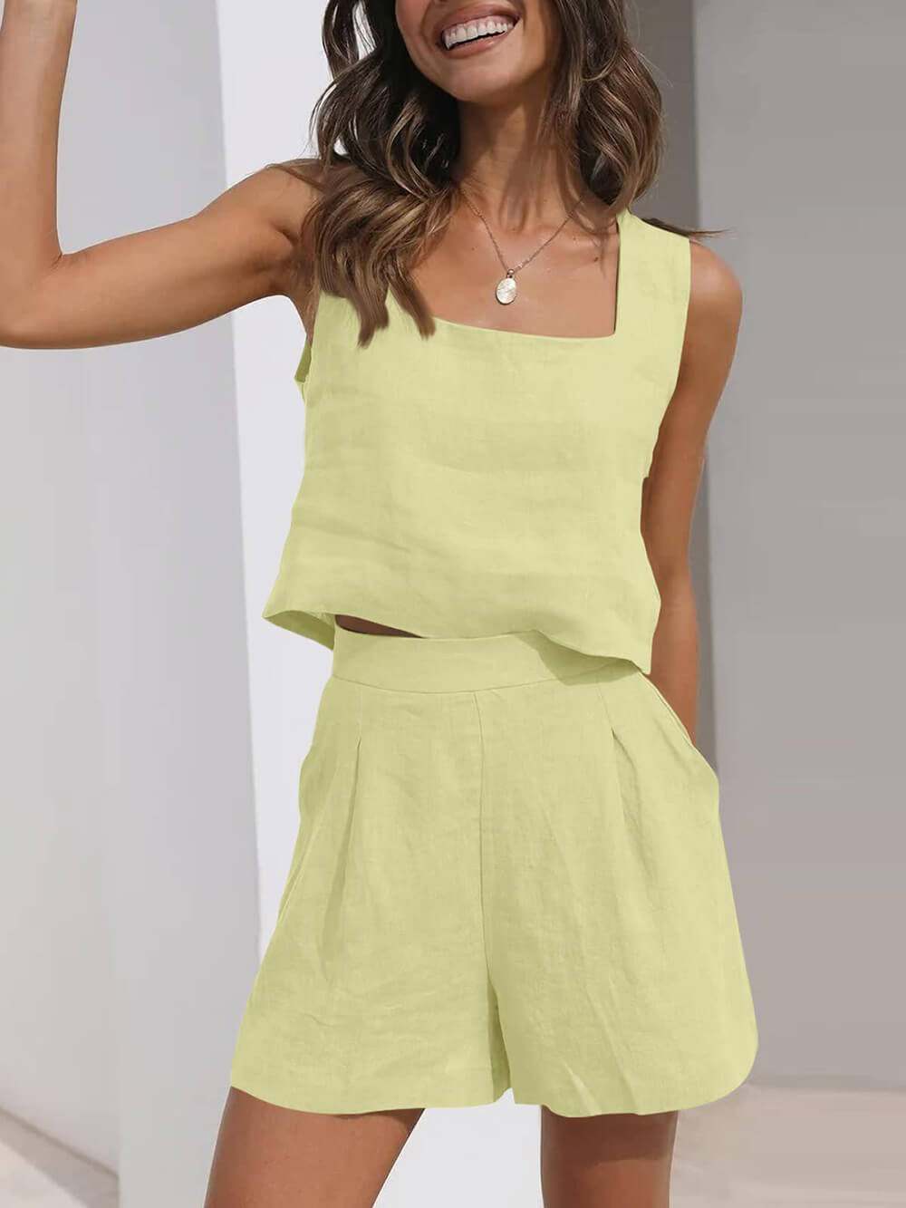 Summer Refreshing Sleeveless Vest Top Shorts Set