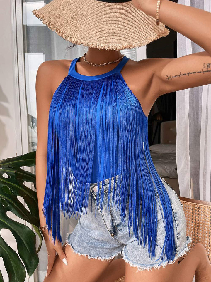 Elegante Halter Neck Tassel Top