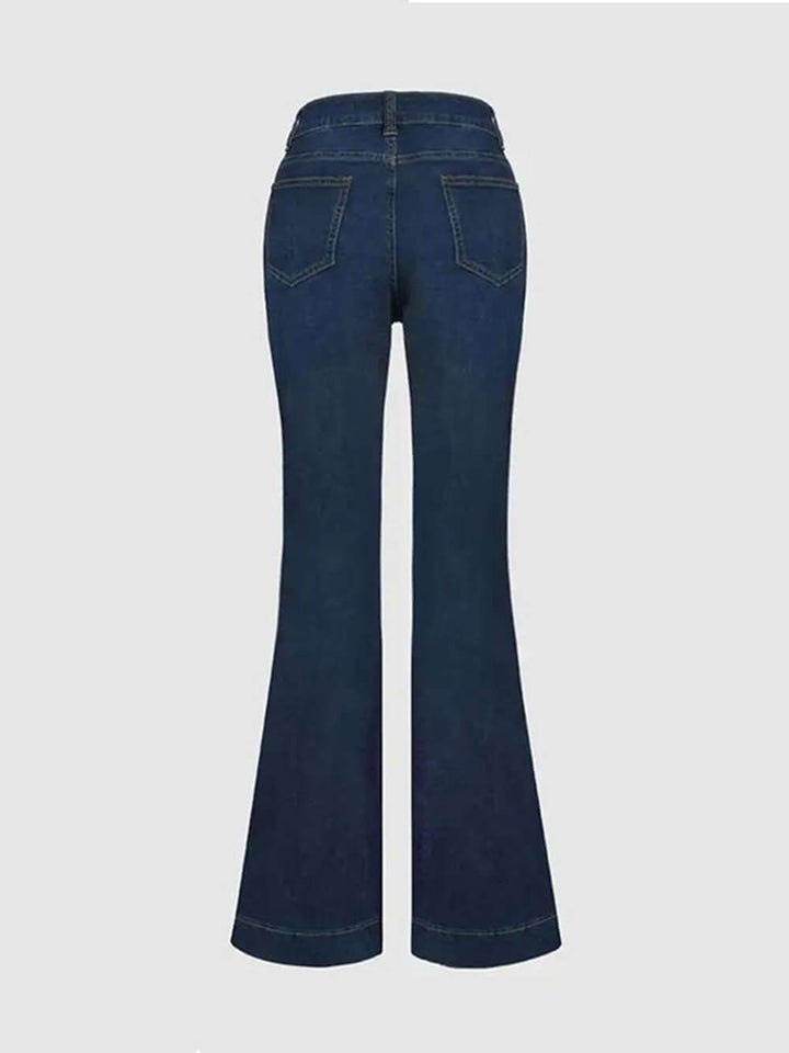 Stylesch High-Waist Patchwork Flared Jeans