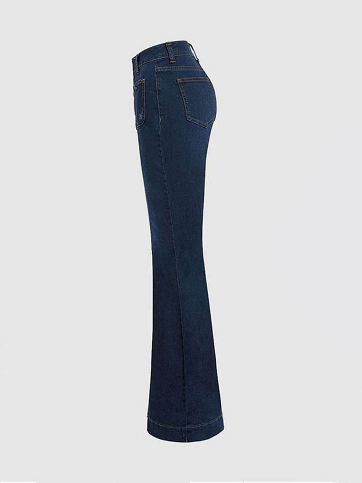 Stylesch High-Waist Patchwork Flared Jeans