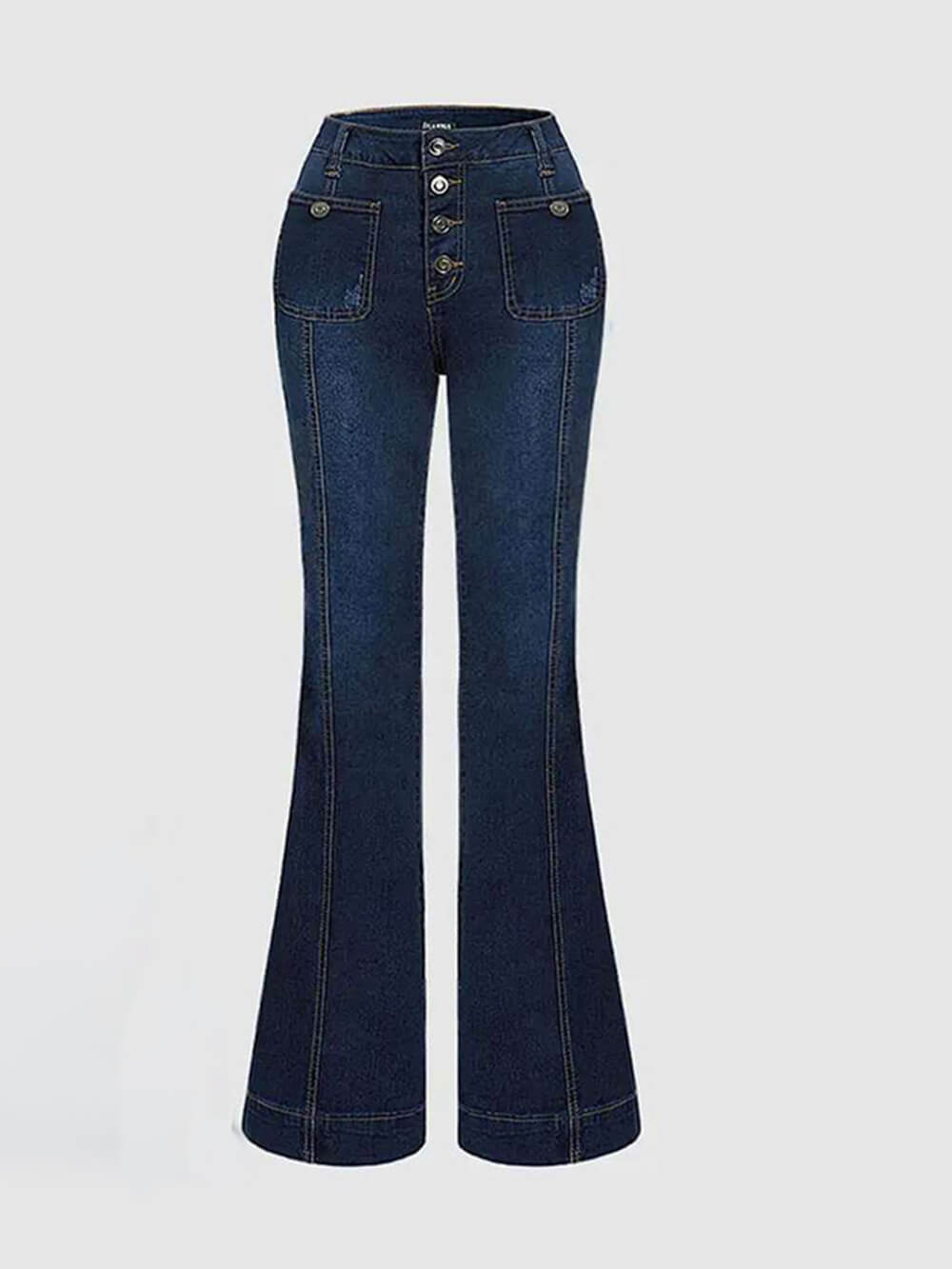 Stylesch High-Waist Patchwork Flared Jeans