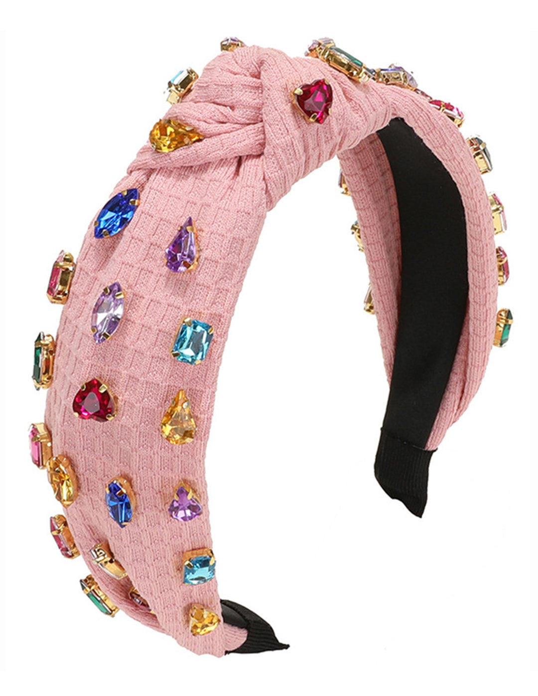 Tiara de strass multicolorida rosa