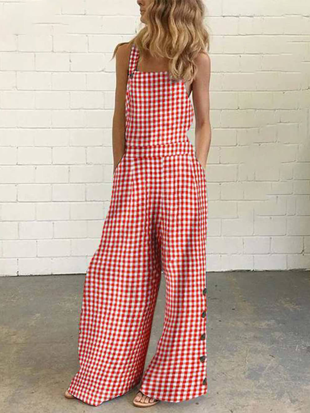 Rückenfreier Overall mit Polka Dot-Print