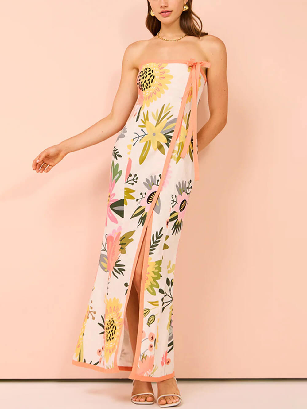 여름 섹시한 스플릿 랩 프린트 드레스