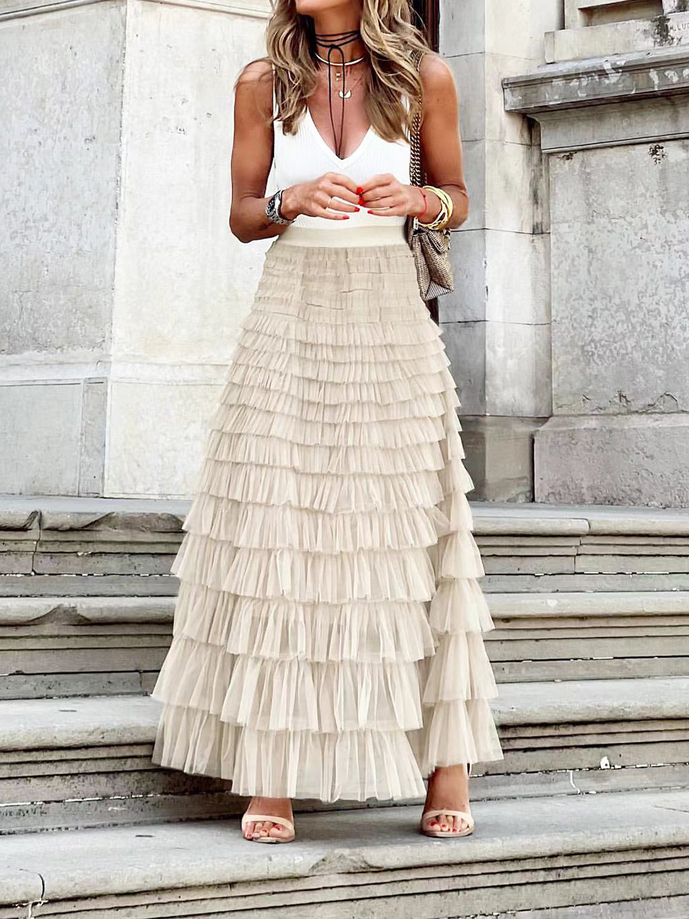 Mesh Layered Cake Skirt