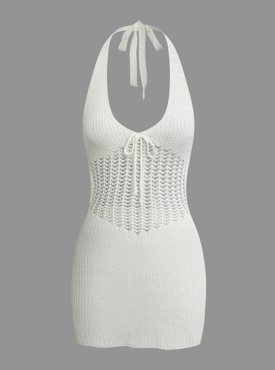 Halter Crochet Taille Backless Knit Mini Kleed