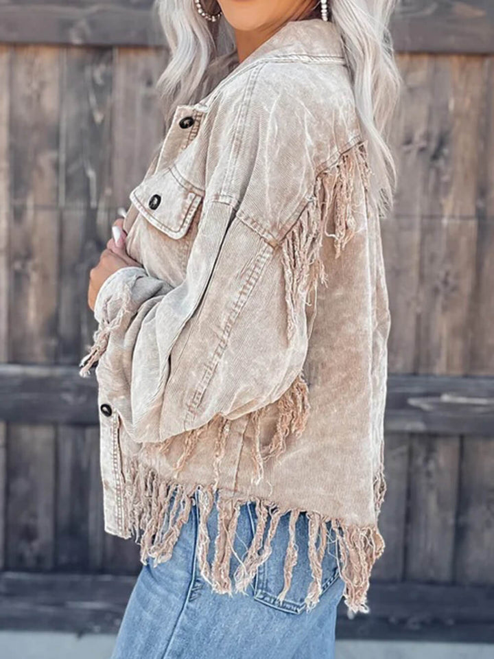 Fringed gewaschen Corduroy Jacket