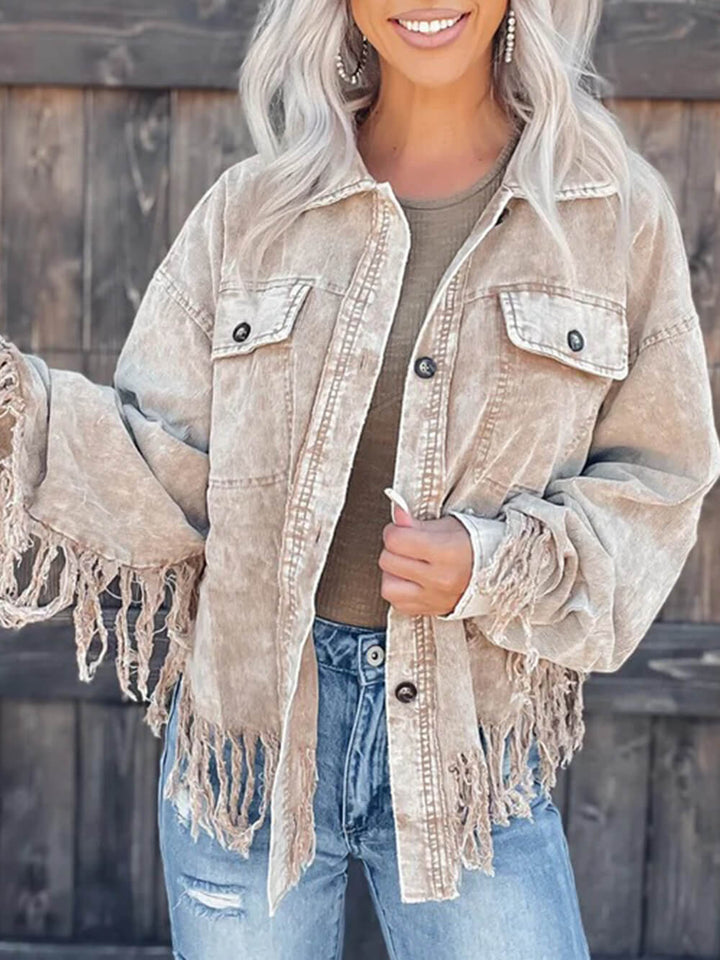 Fringed Washed Corduroy Jacket