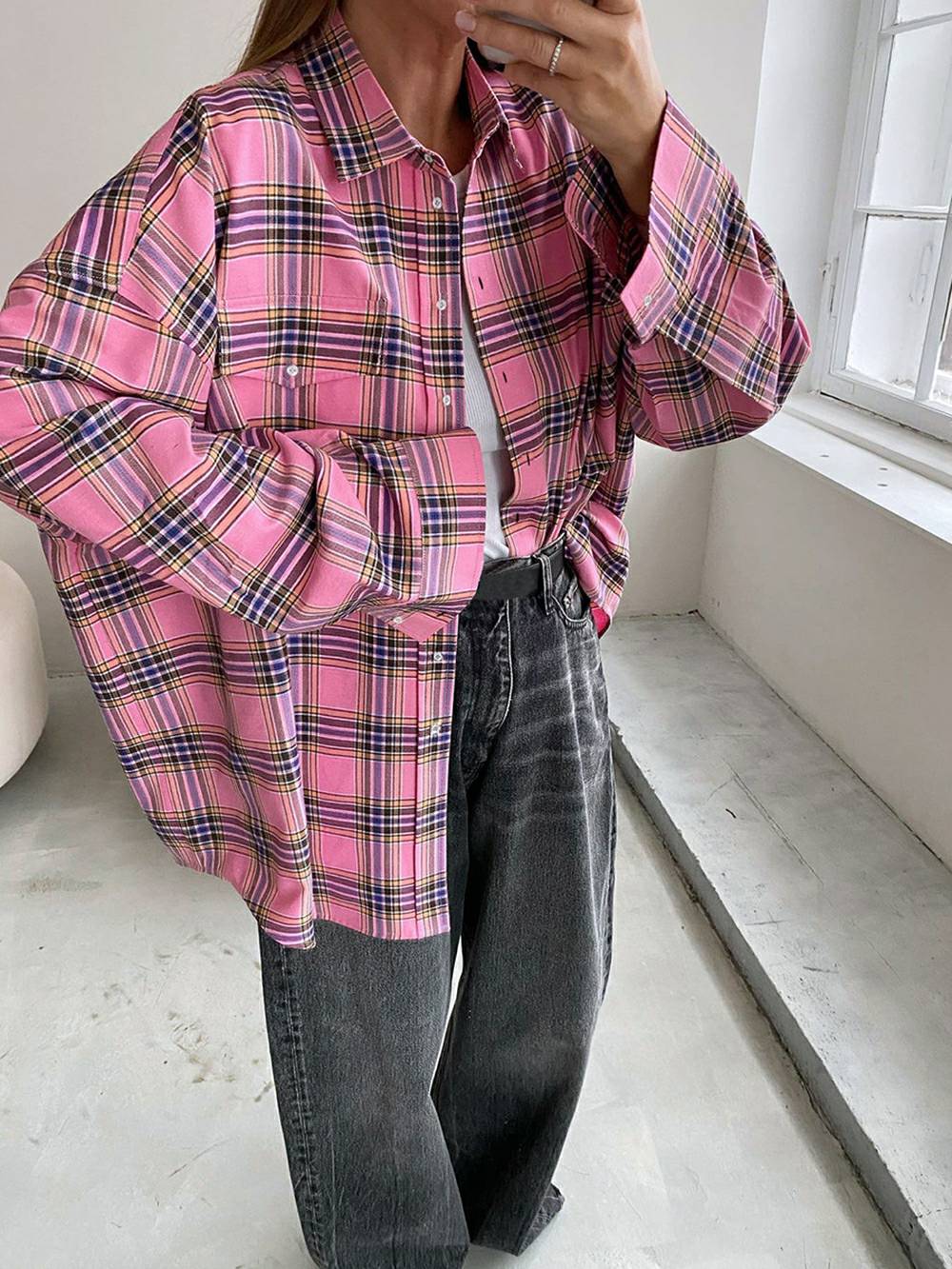 Pink Long Sleeve Check Shirt