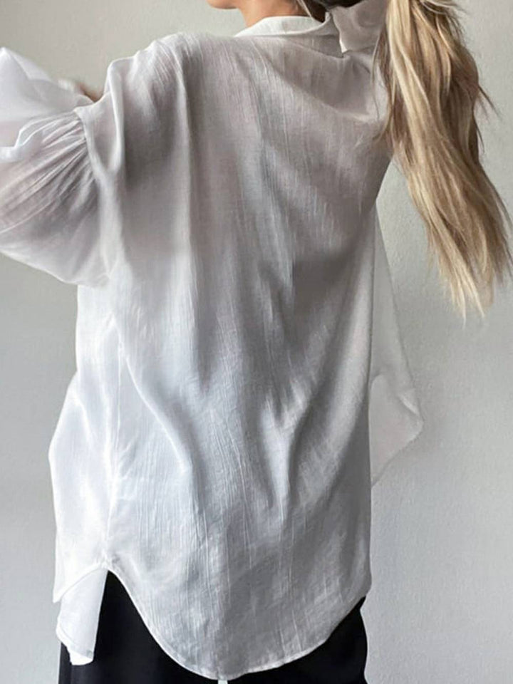 Överdimensionerad texturerad Drop Shoulder-skjorta med knapp upp krage