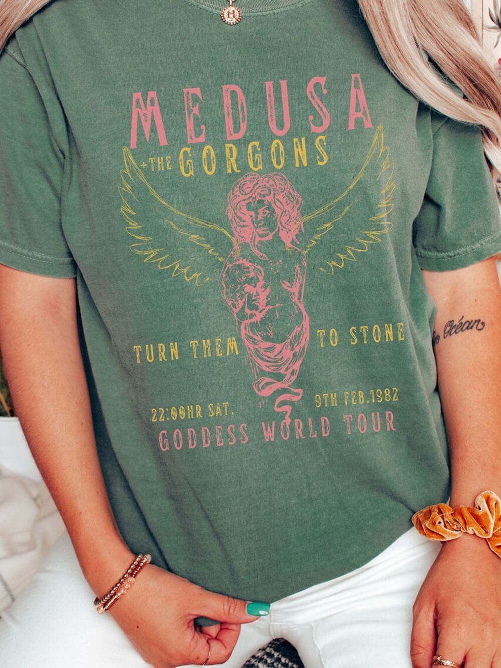 Griichesch Gëttin Medusa Tee Vintage Band T-Shirt