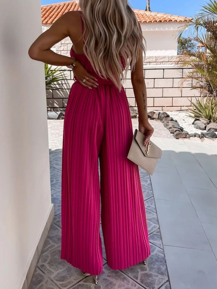 Strappy Jumpsuit Mat Breet Been Pleated Detail A Barbie Pink