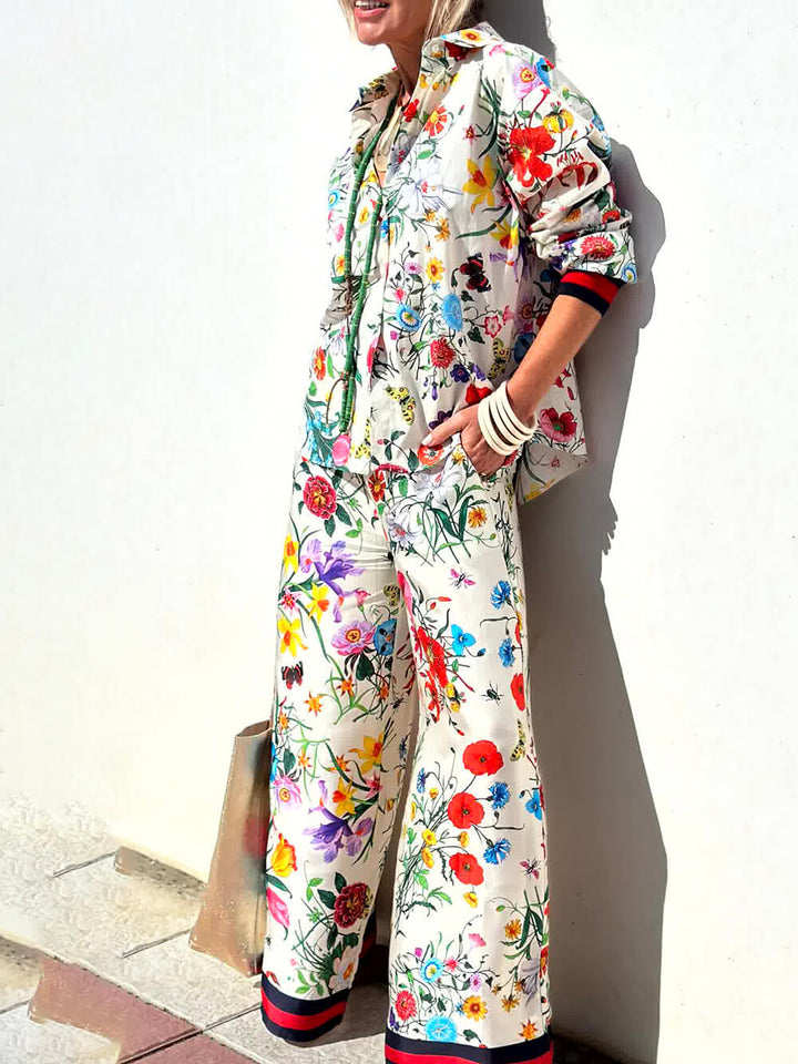 Blusa oversized com estampa floral exclusiva com botões
