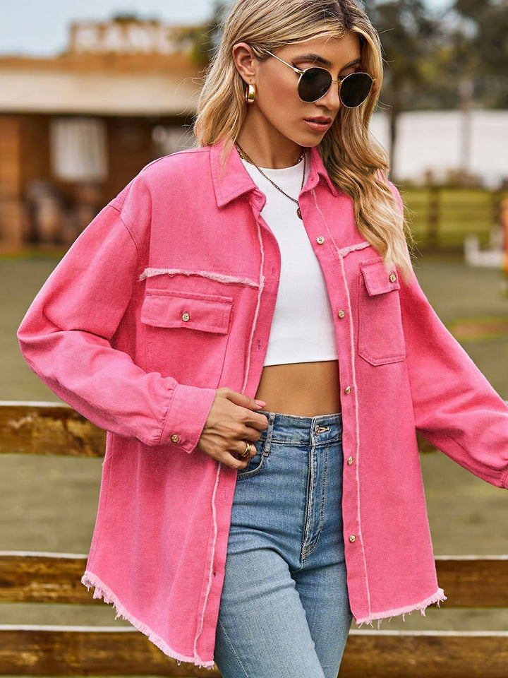 Pink gesteppte Këscht Pocket Shacket