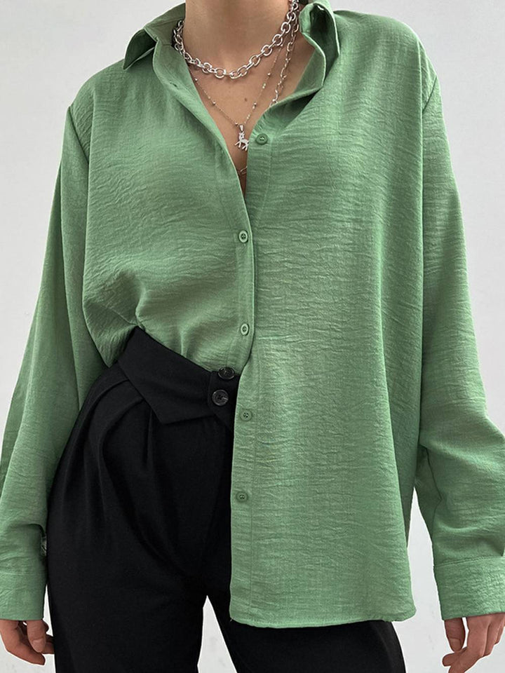 Lapel Kraang Single Broscht Shirt Fraen High-End Casual Long-sleeved