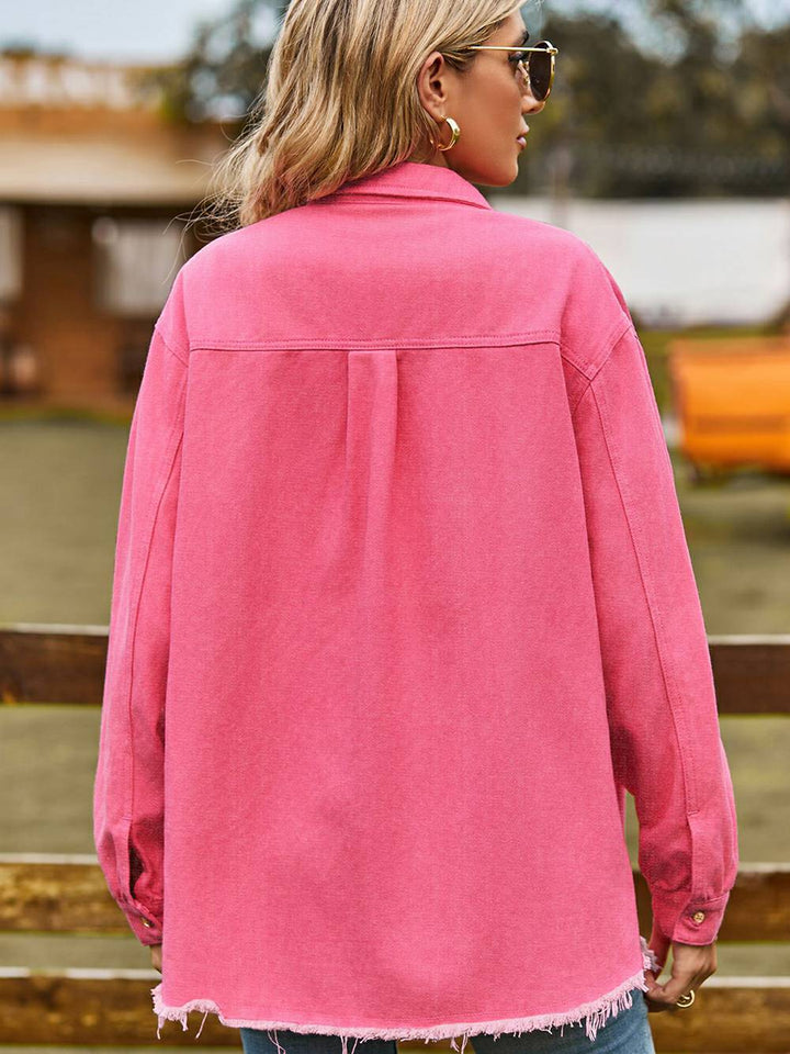 Pink gesteppte Këscht Pocket Shacket