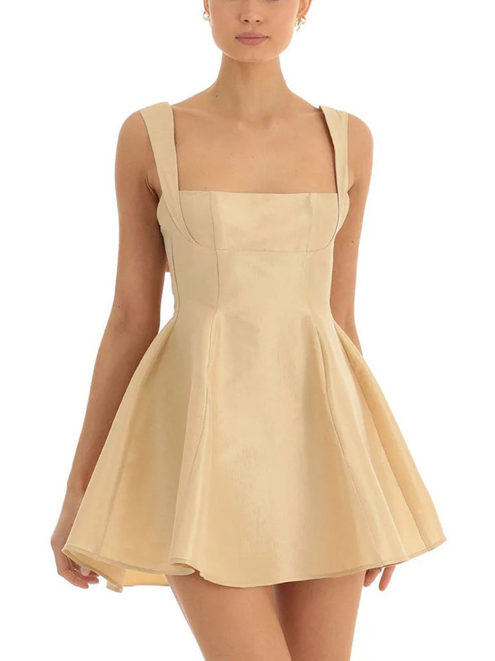 A-Line Satin Mini Dress with Open Back