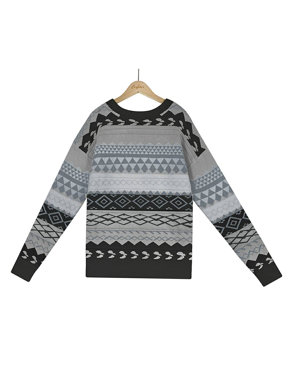Jacquard Multicolor Patchwork Strécken Sweater