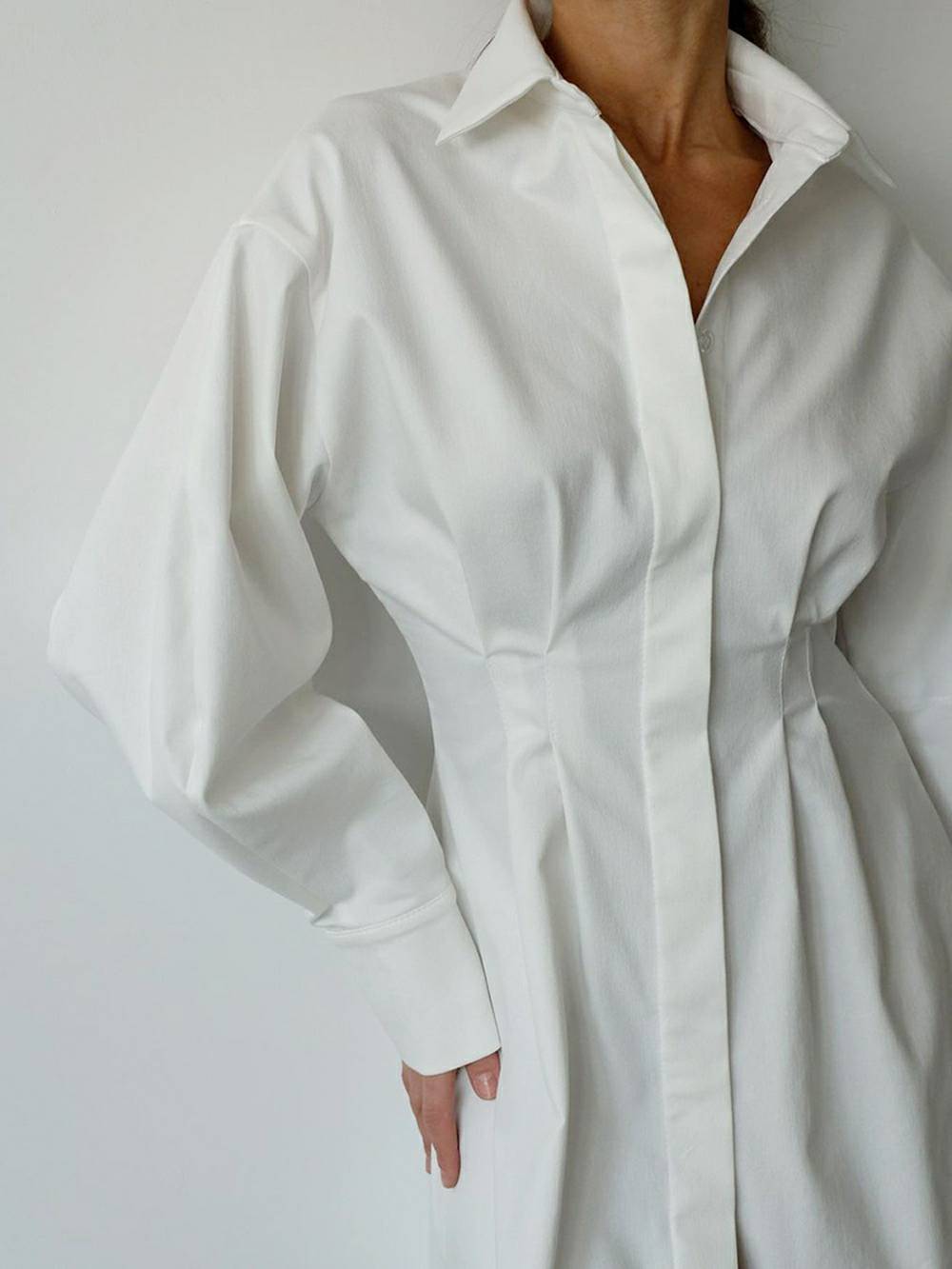 Casual Elegant Solid Patchwork Turndown Collar Shirt Dresses