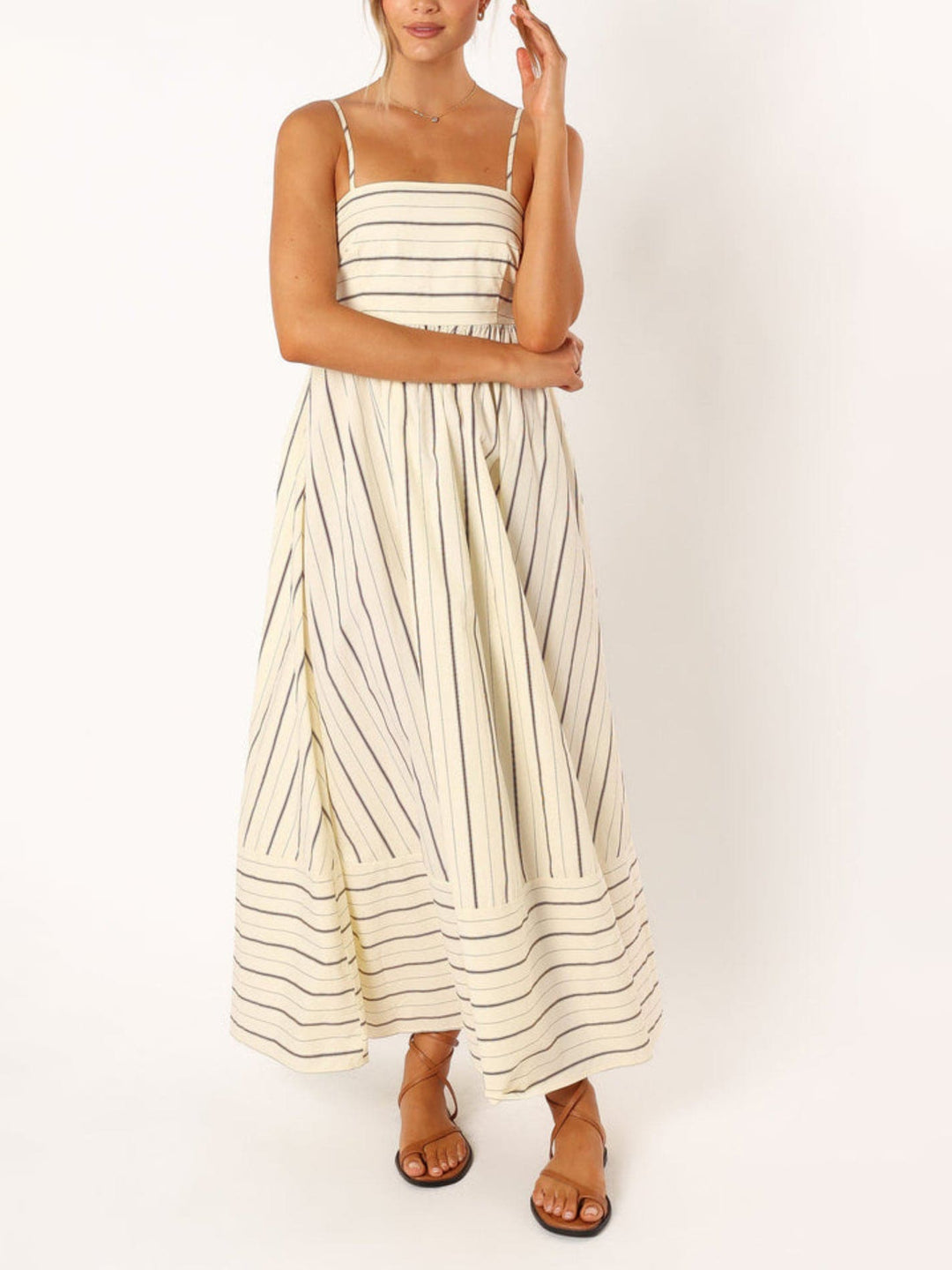 Gestreepte maxi-jurk met slip