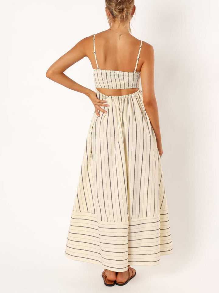 Gestreepte maxi-jurk met slip