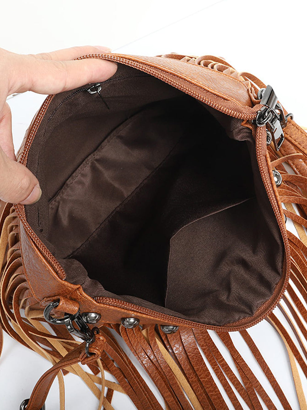 Sac bandoulière à décor de franges