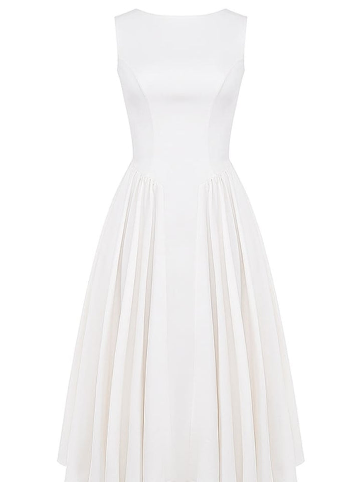 שמלת שמש לבנה טוויל מידי