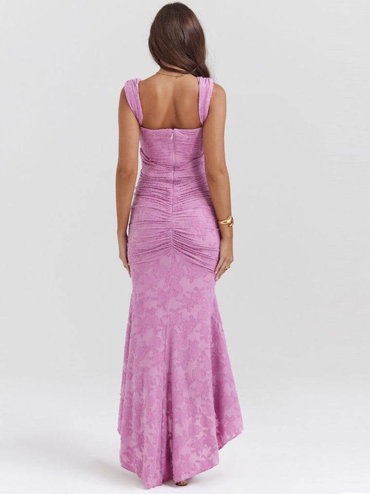 Ροζ Floral Maxi Φόρεμα