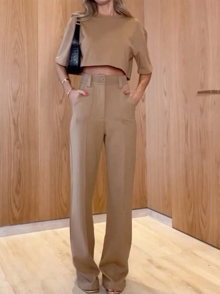 Contour Top & Pocket Wide Leg Pant Set