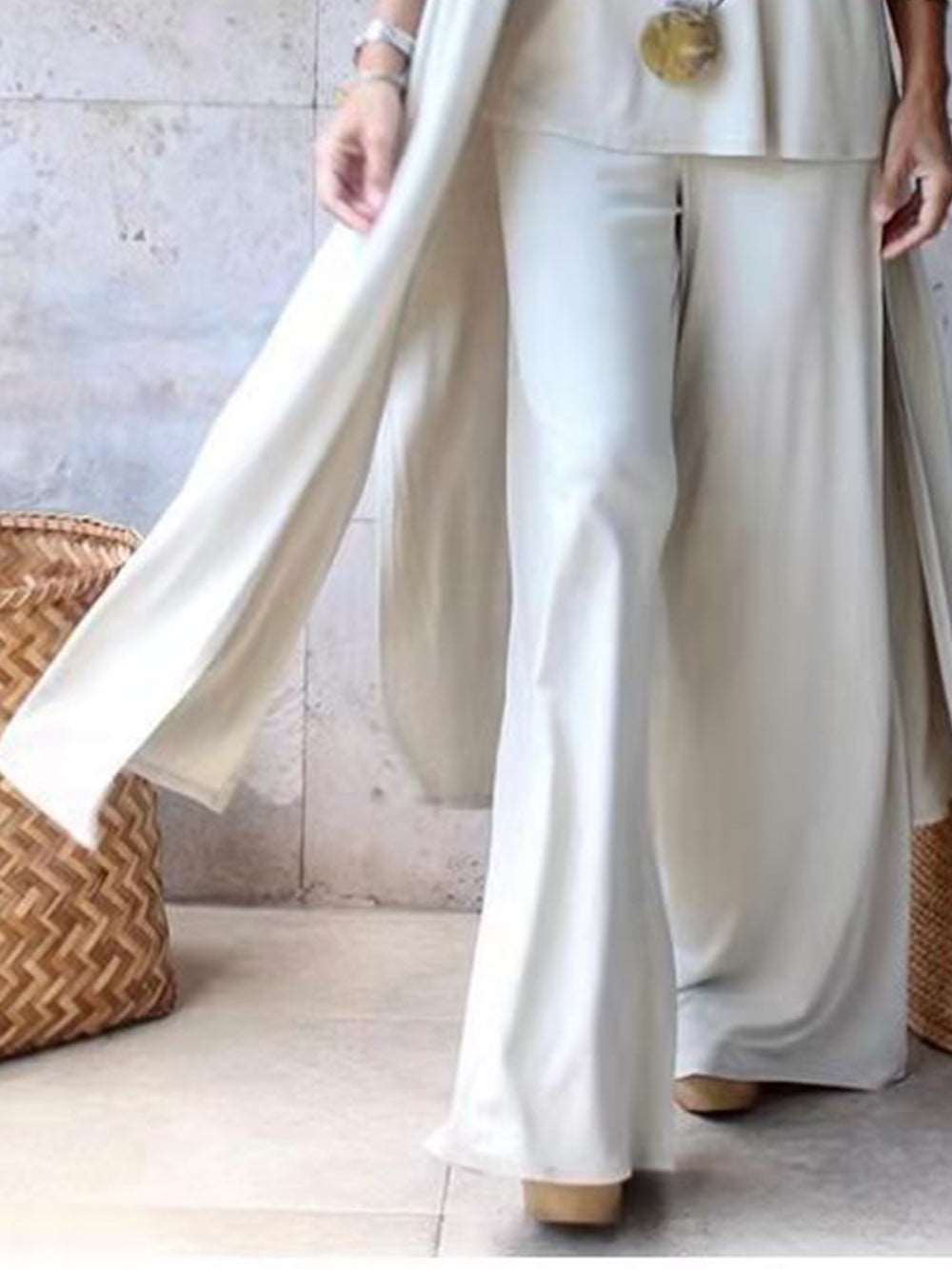 Cardigan Coat Sling Top Wide Leg Pants 3Pcs Set