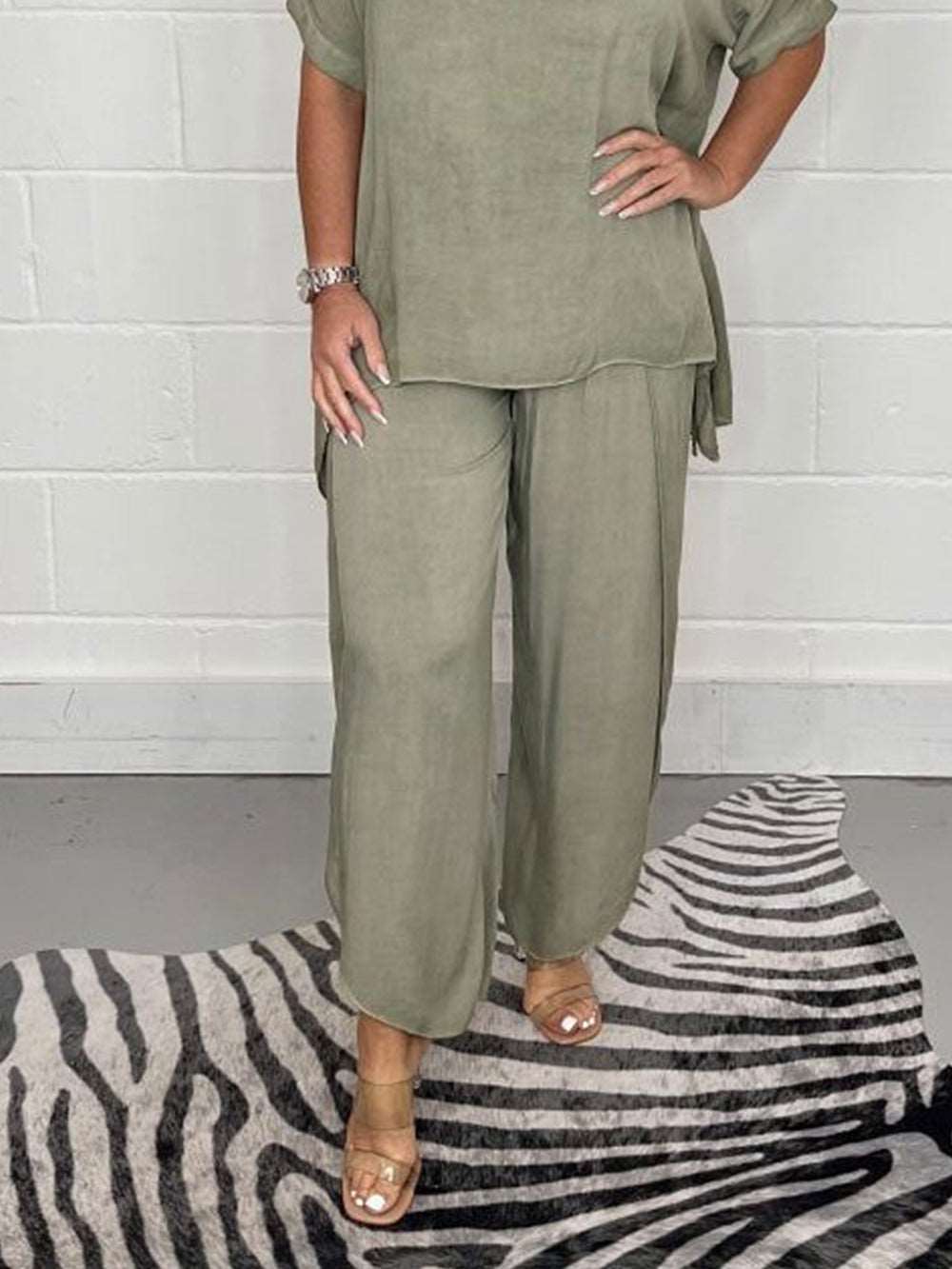 Casual Floaty Sleeved Trouser Set