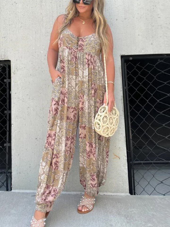 Jumpsuit mit hohem Bund und Print