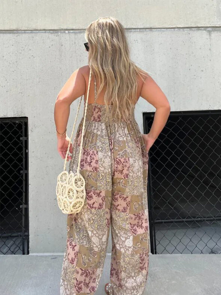 Jumpsuit mit hohem Bund und Print