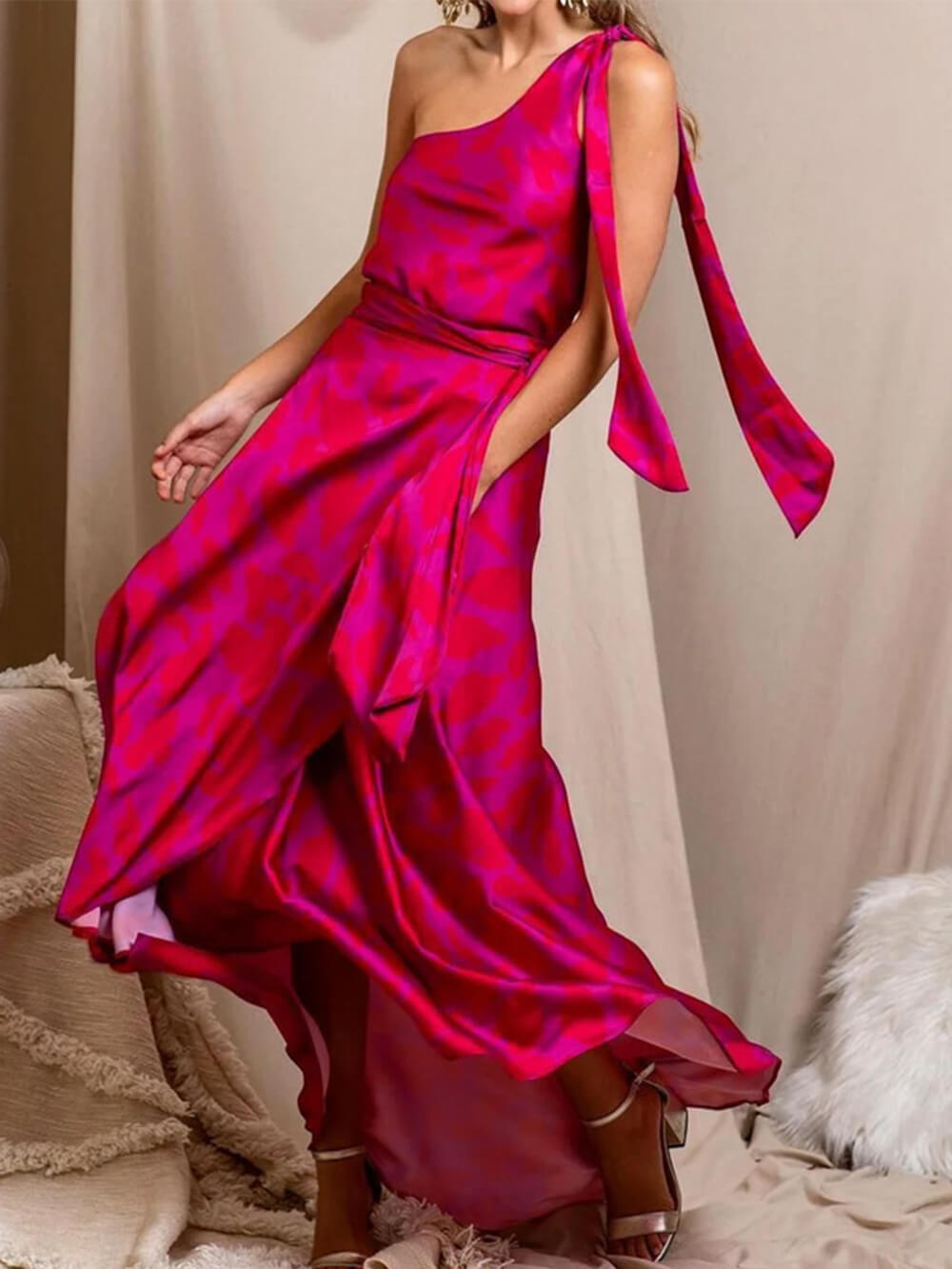 Moda Zarif Kolsuz Düz Renk Elbise Elbise