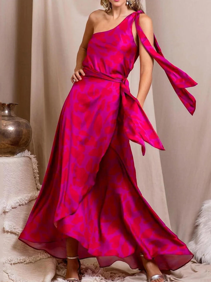 אופנה שמלת שמלה בצבע אחיד אלגנטית ללא שרוולים