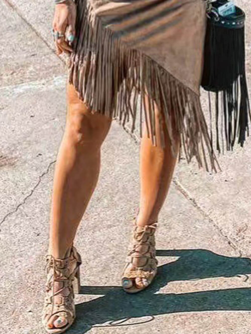 Suede Fringe Sheath Western Rock