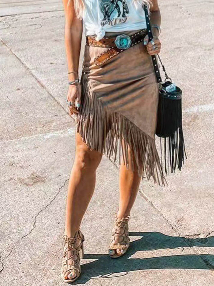 Suede Fringe Sheath Western Rock