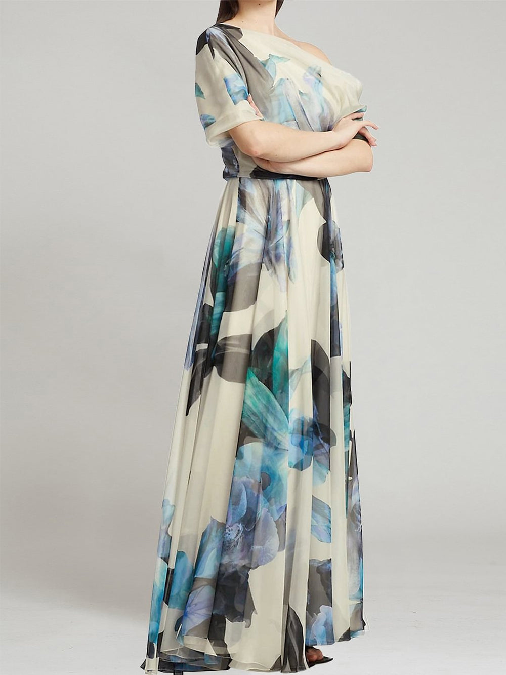 Lolita maxi-jurk met swingrok en print