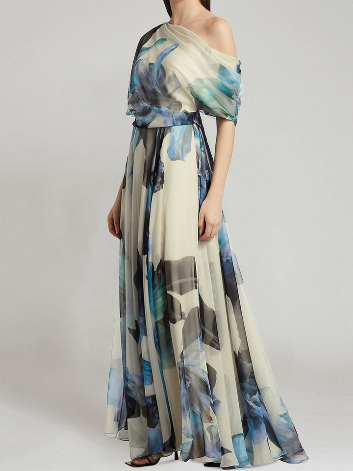 Lolita maxi-jurk met swingrok en print