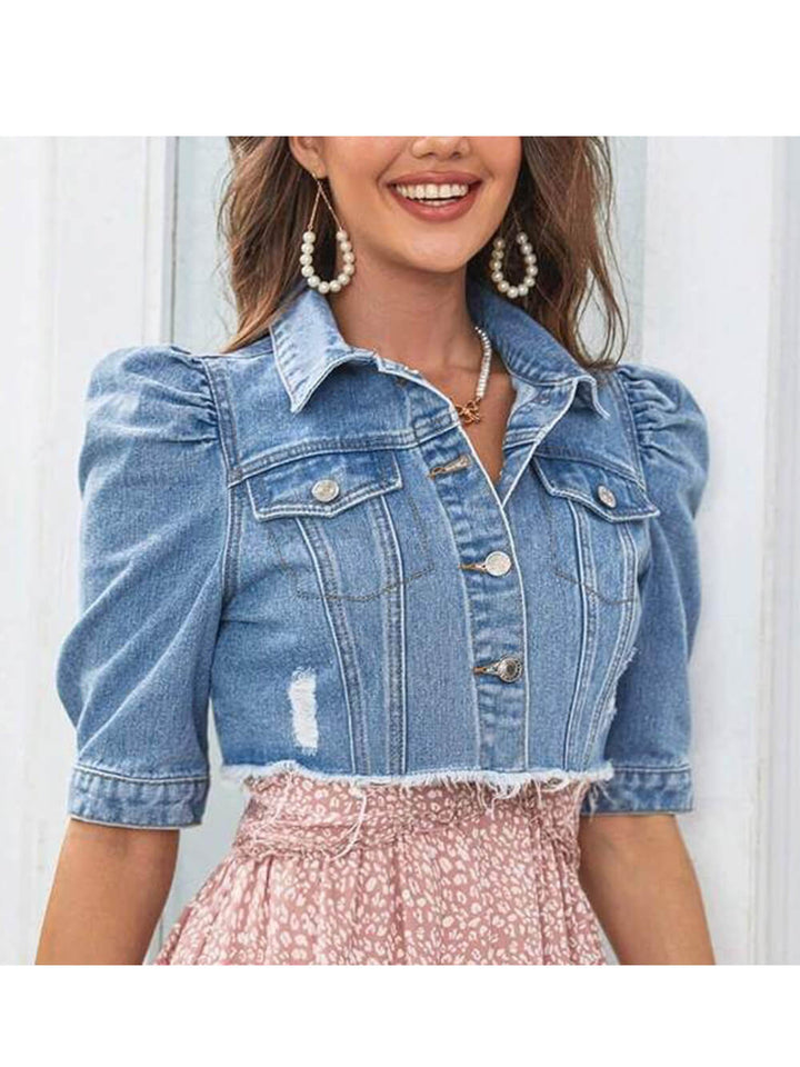 Yırtık Denim Ceket