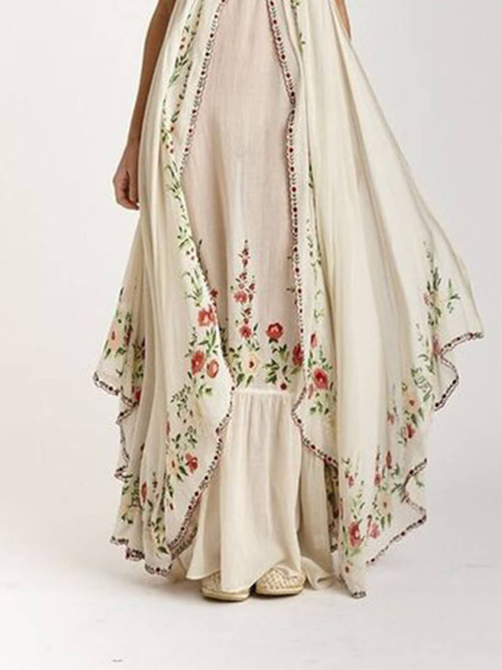 Round Neck Printed Swing Loose Long Dress