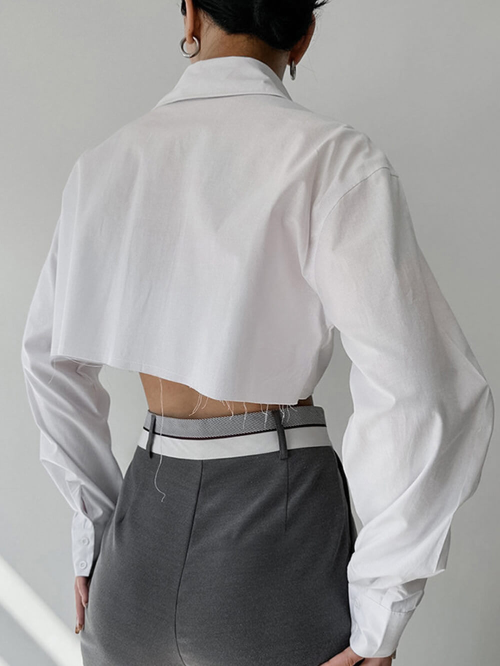 Fransk top kontrast cropped skjorte