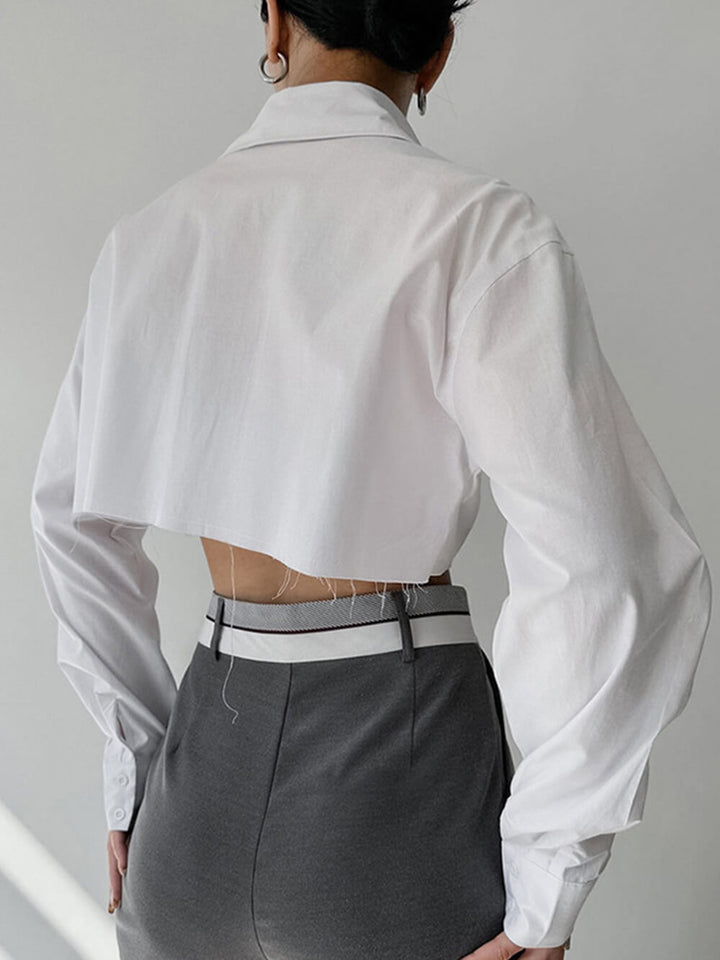 Franséisch Top Kontrast Cropped Shirt