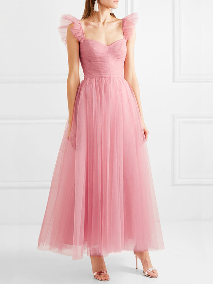 Elegante slim-fit effen kleur midi-jurk