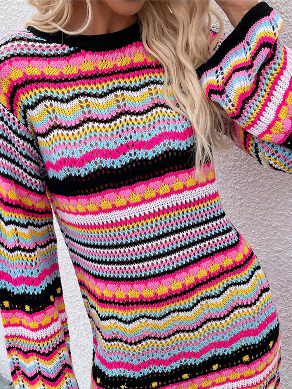 Striped Pullover Mid-Length Pullover
