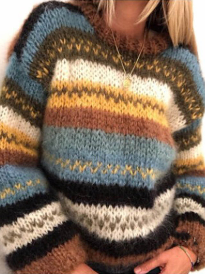 Rainbow laza alkalmi meleg kötött pulóver