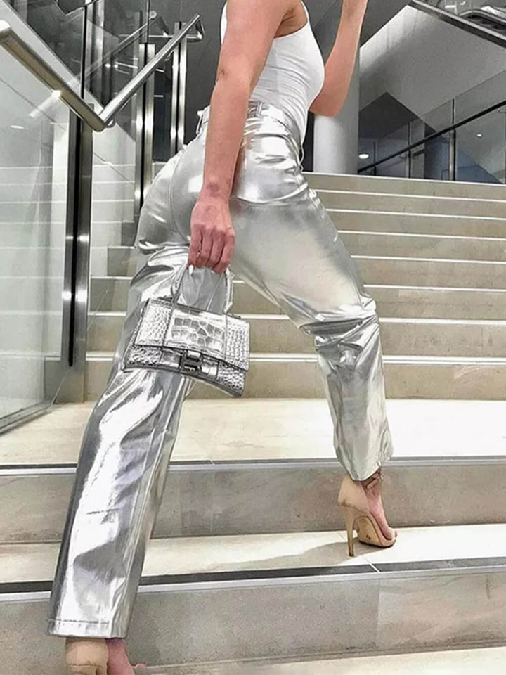 Pantaloni in pelle PU alla moda