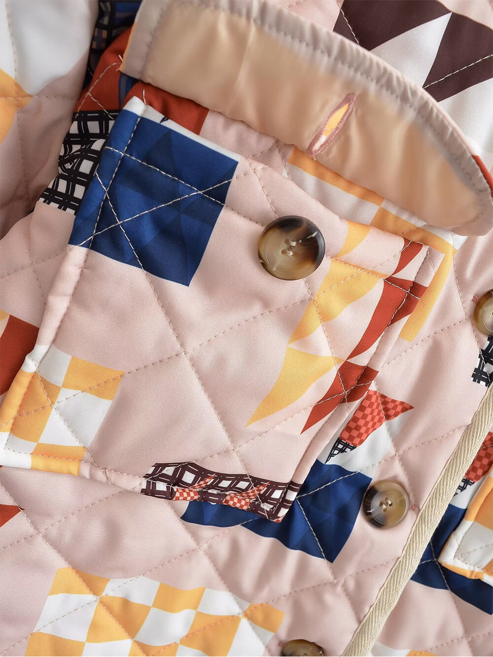 Jachetă căptușită din bumbac matlasat cu imprimeu contrastant