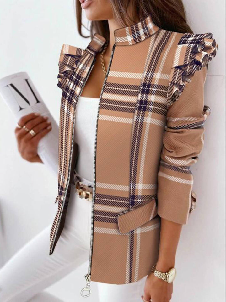 Plaid afslappet lille blazer